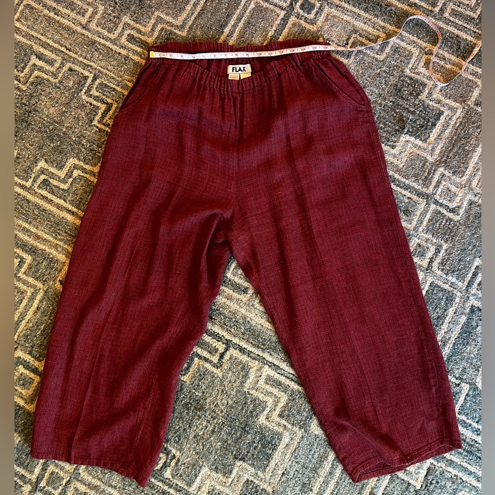 FLAX Women’s 100% Linen, Burgundy pants